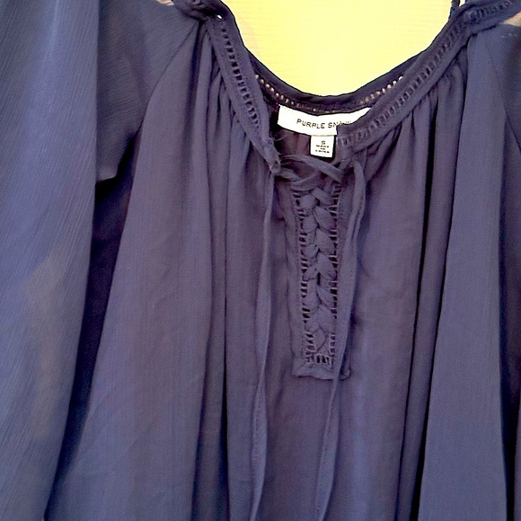 Flowy tunic top / short dress boho hippie size S - Purple Snow - Picture 6 of 9